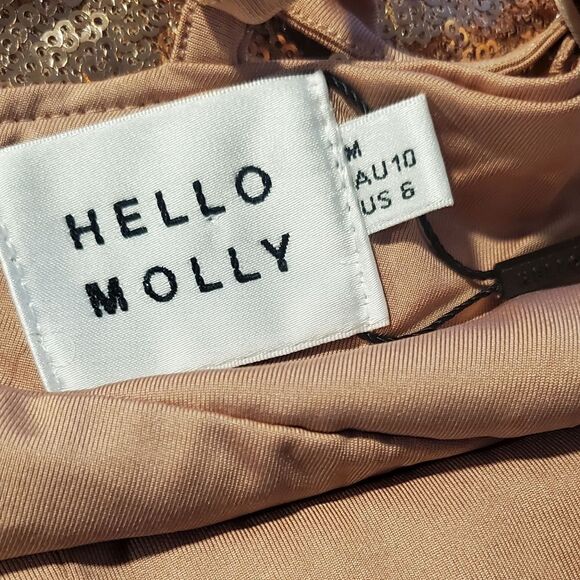 Hello Molly Glitter Gypsy Mini Dress Bronze Sequin Party Dress – Women’s - Picture 15 of 16